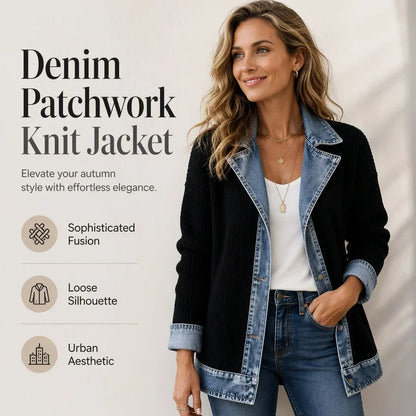 Smiling woman wearing the black coat over a white top and jeans, hand in pocket, with feature icons 4